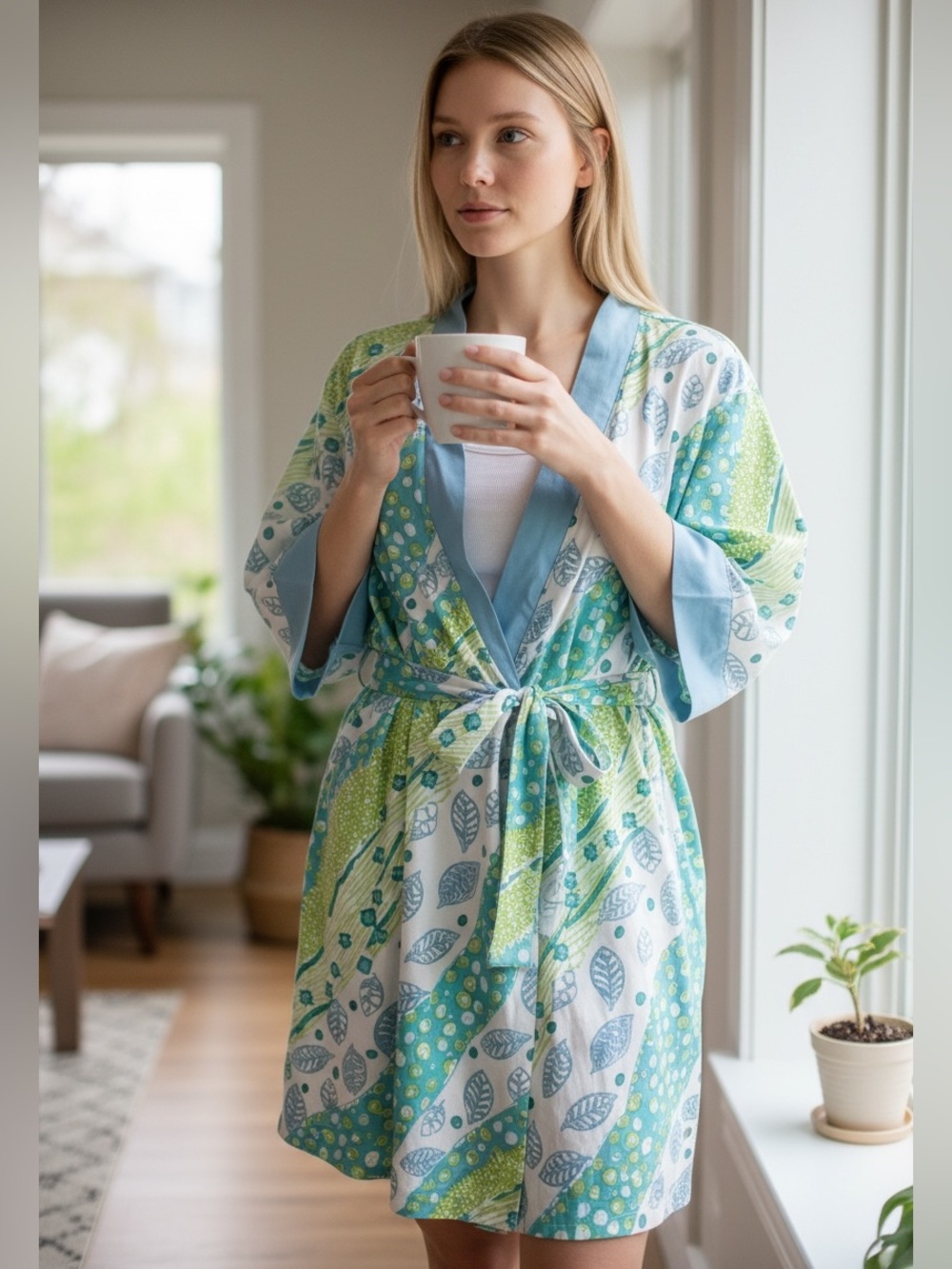 Oscar de la Renta Vibrant Blue and Green Robe